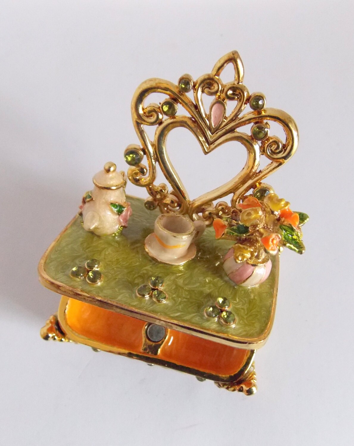Vintage jewelry box jewelry box metal jewelry box enamelled