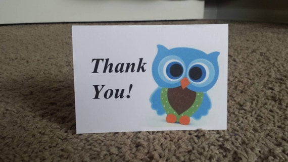 Owl Thank You Cards Set by KBCreations2 on Etsy