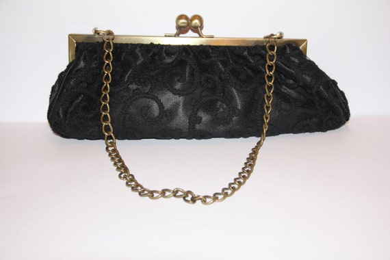 Auth vintage Japanese evening bag with lace, from Tokyo, black lace ...