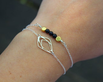 Geometric Bracelet, Sterling Silver Bracelet, Minimal Bracelet, Delicate Bracelet, Layering Bracelet Geometric Silver Bracelet Boho Bracelet