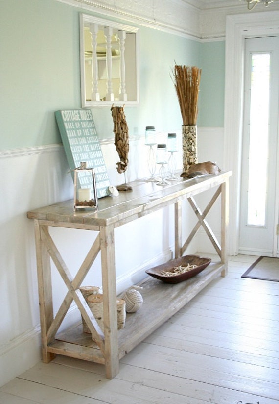 White console table wood rustic furniture by Paradiseoffurniture