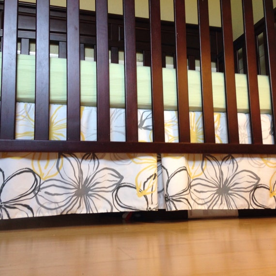 Yellow Hibiscus crib skirt