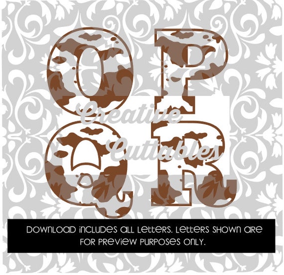 Cowgirl Cowboy Cow Print Letters Uppercase for Silhouette or