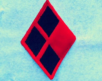 Harley Quinn Applique Patch - Iron on - Embroidered - Diamond