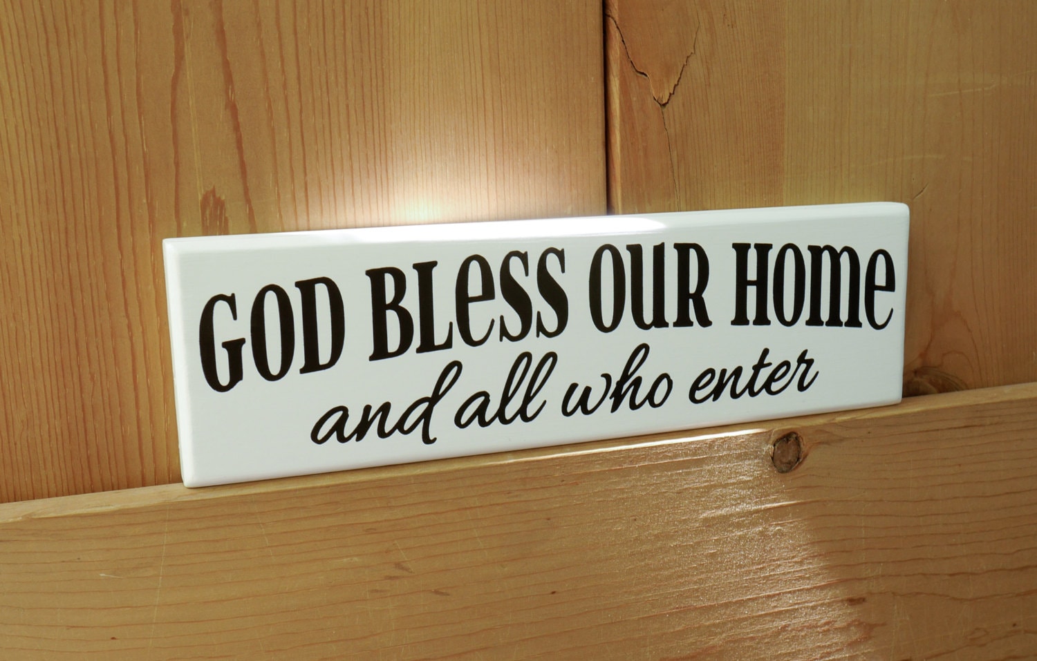 God Bless Our Home and All Who Enter Hand Painted Wood Sign