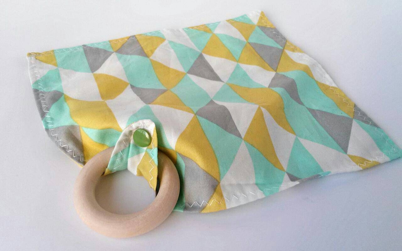 Wooden teething ring teething taggy teether blanket baby