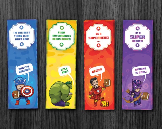 Superhero Bookmarks Avengers Bookmarks Hulk by PhorestDesign