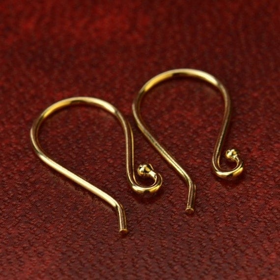 Small Simple Solid 14K Gold Hook Earring Top by PoppiesBeadsnMore