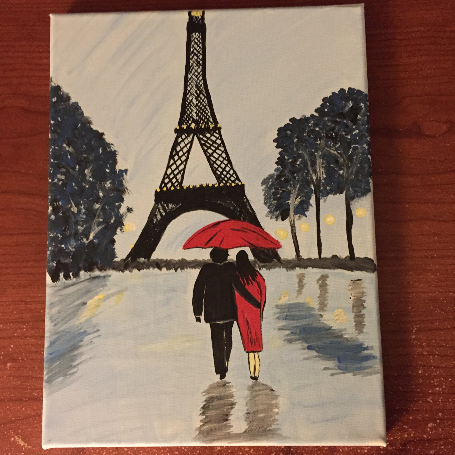 Paris couple painting by ColorfulBite on Etsy