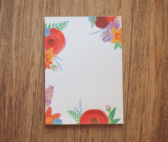 Items similar to Floral Notepad - Floral Watercolor Notepad 5x7 ...