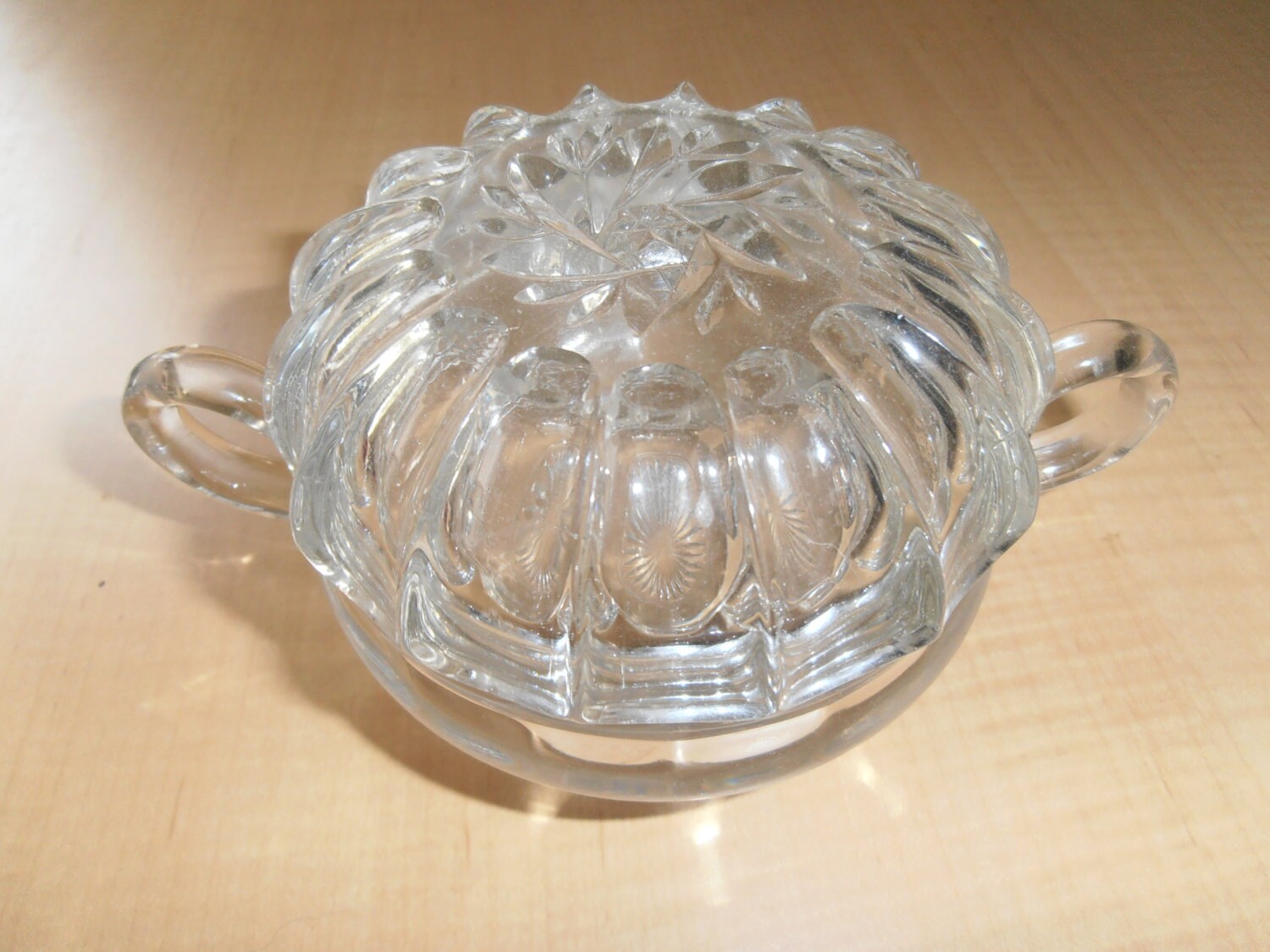 Vintage Glass Sugar Bowl with Lid Haute Juice