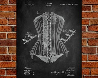 Corset Art Print, Corset Patent, Corset Vintage, Corset Blueprint, Corset Print, Corset Prints, Corset Wall Art, Corset Decor