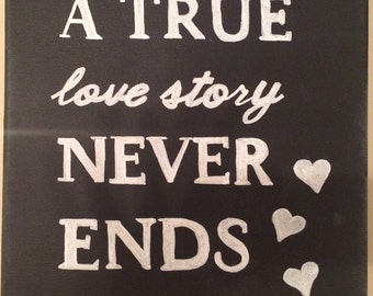 Items similar to A True Love Story Never Ends romantic vinyl wall decal ...