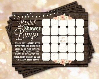 Rustic Bridal Shower games (INSTANT DOWNLOAD) - Bridal shower bingo - Rustic Bridal shower -Bridal bingo printable -Bridal bingo cards WB001