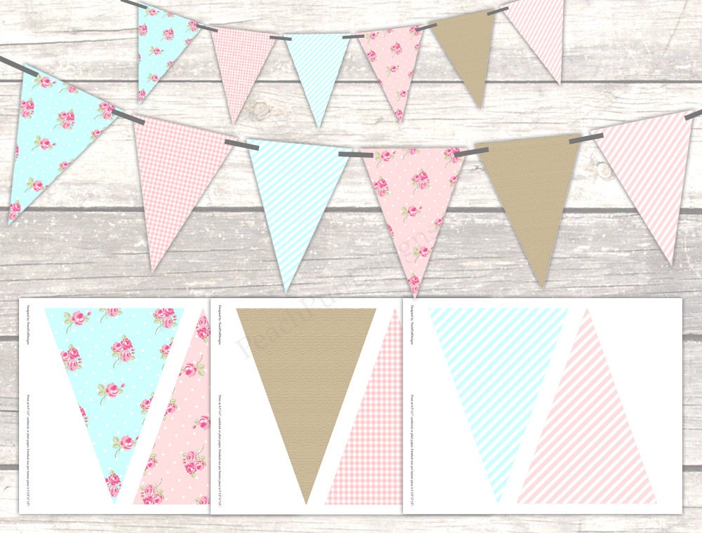 Shabby chic banner INSTANT DOWNLOAD Shabby chic bunting