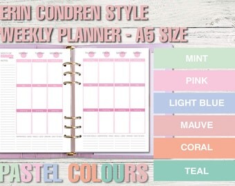Erin Condren style printable weekly planner A5 size