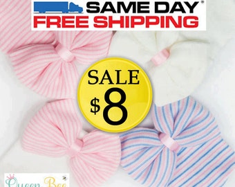 NEWBORN HAT baby girl newborn hat with bow newborn baby girl hat baby hat hospital baby hat pink striped hat pink newborn hat with bow