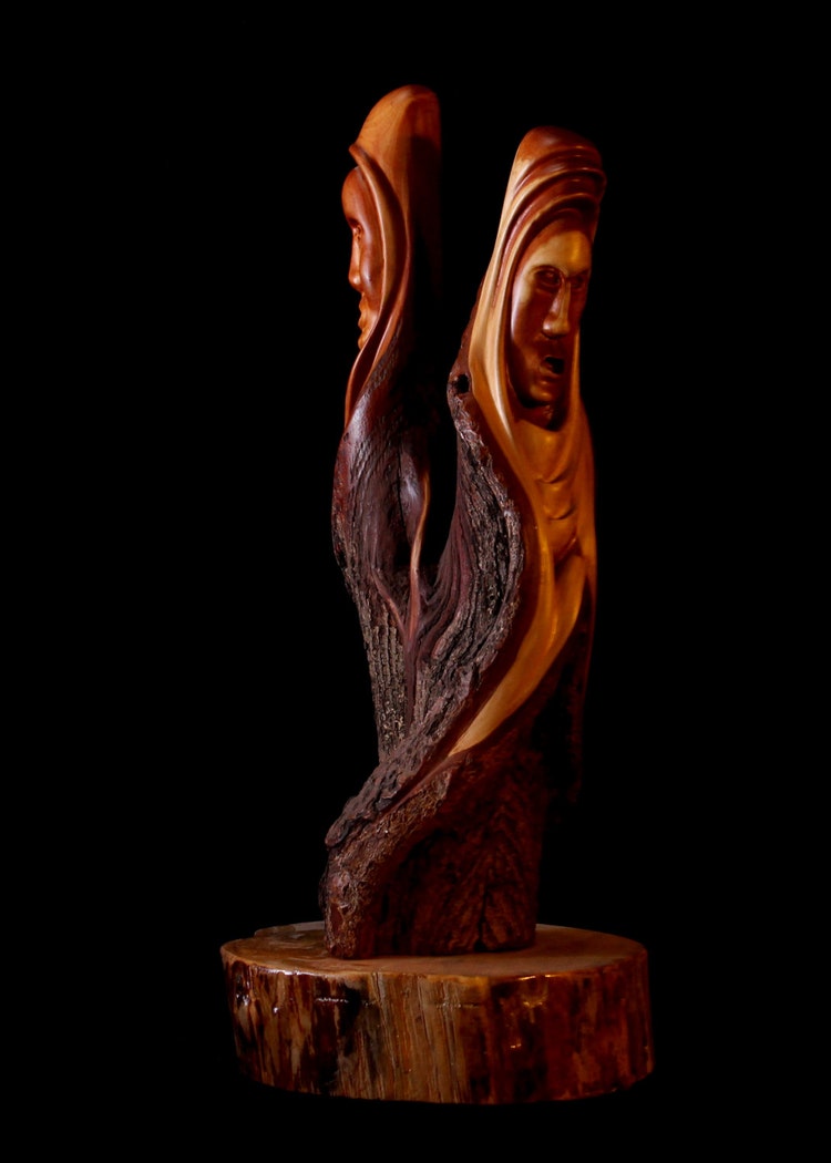 Wood Carving Diamond Willow Spirit Faces by KruppelWoodCarvings