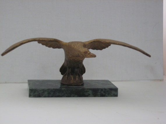 Bronze Eagle Desk Sculpture on Marble Base