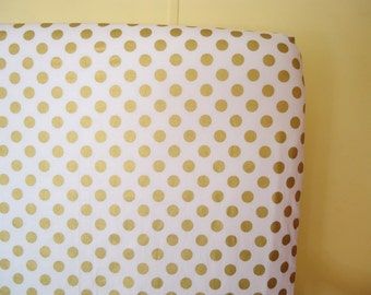Fitted Crib Sheet-Gold Sparkle Dot-Riley Blake Fabric-Modern Metallic Shimmer-Baby Bedding Crib Sheet or Mini Crib Sheet