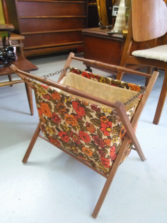 Items similar to Trendy Vintage Knitting Basket, COOL!!! Handmade with