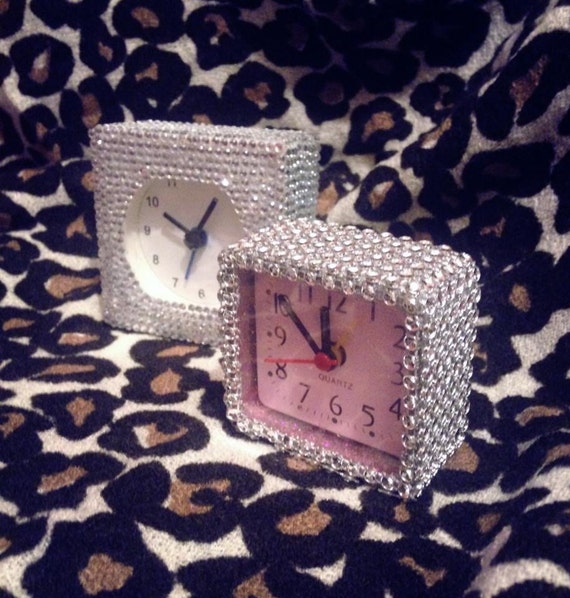 Items similar to Small Rhinestone alarm clock, stylish & very blingy