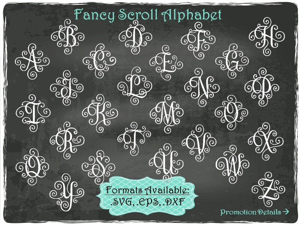 Fancy Scroll Alphabet .SVG .EPS .DXF Silhouette by TheSVGFontStore