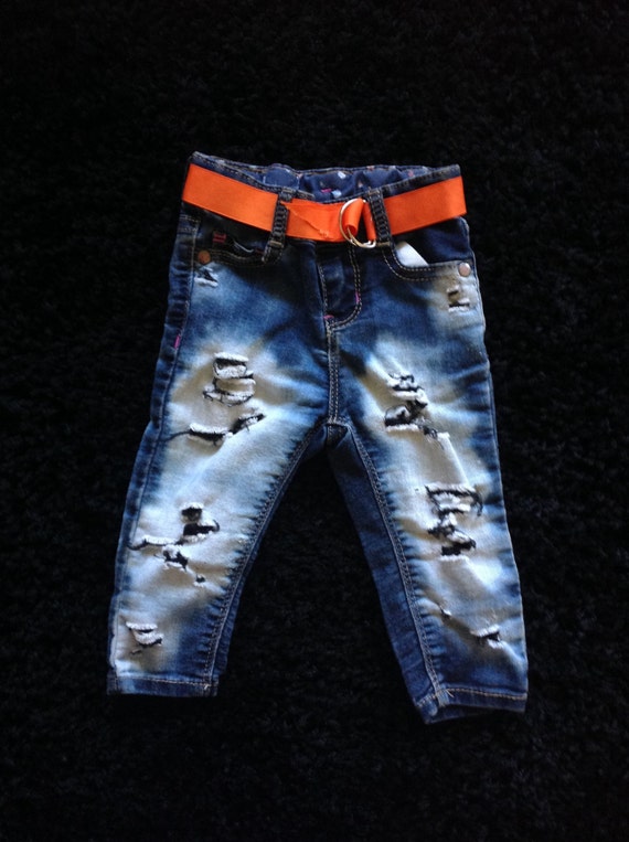 Baby girl jeans by DestroyedBySnow on Etsy