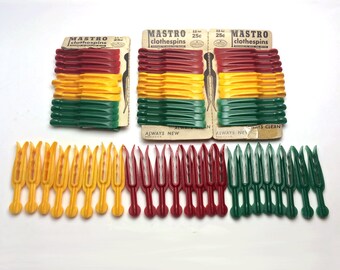 Plastic Clothespins - 48 Vintage Mastro Brand in Original Packaging!