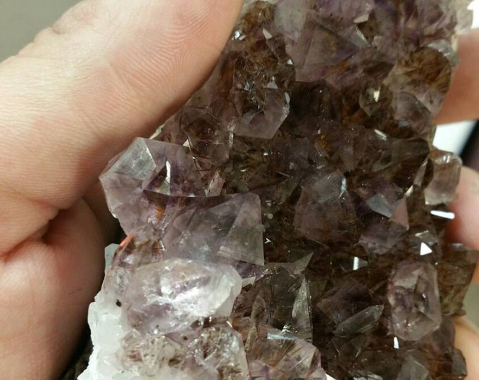 Black Amethyst Crystal Cluster w/ Hematite from Brazil- Amethyst Cluster \ Reiki \ Healing Stones \ Chakra \ Christmas Gift \ Raw Amethyst