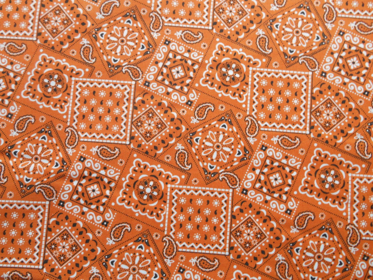 Orange Bandana cotton fabric by the yard