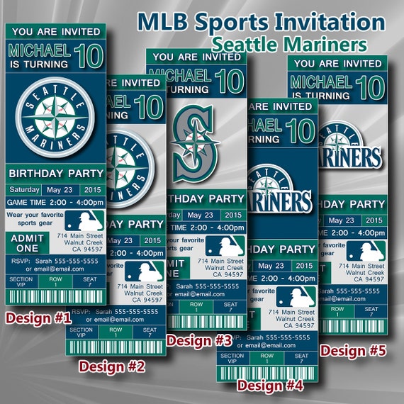 Seattle Mariners MLB Birthday Invitation Baseball by DigiSport