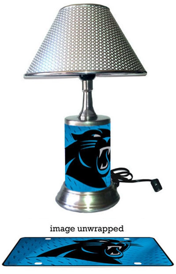 Carolina Panthers Lamp with chrome shade by GiftsbyJS on Etsy