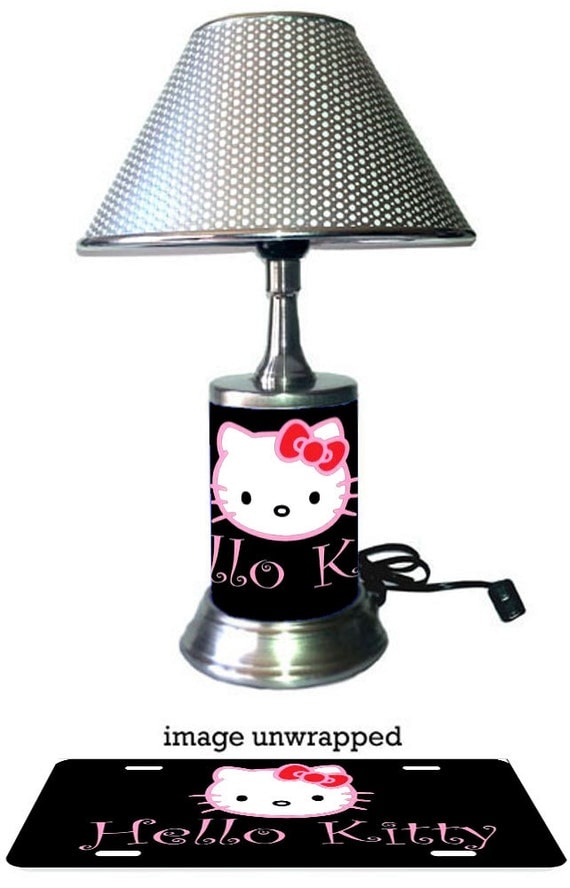 Hello Kitty Lamp with chrome shade by GiftsbyJS on Etsy