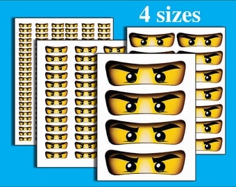 INSTANT DL- Ninjago eyes -for Balloon, Stickers, Lollipop, Favor bags, Cups - Ninjago birthday party (SET of 4 sizes)
