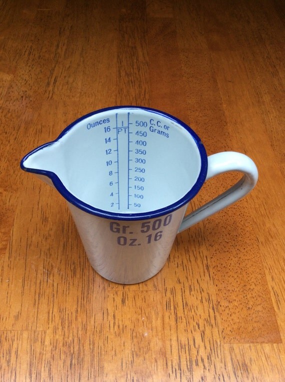 Vintage Doctor's White Enamel Medical Measuring Cup
