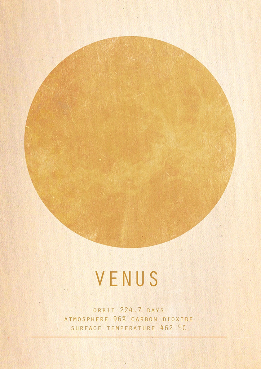 Science Poster Venus Minimalist Planet print Home by Alchemyinc