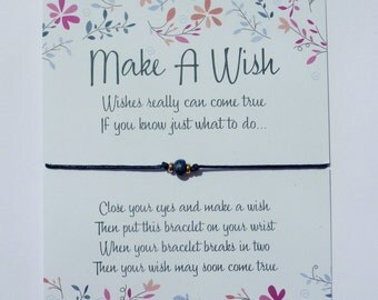 Wish Bracelet - Lapis Lazuli / Gemstone Wish Bracelet / Birthstone Jewellery / Healing Gift / Chakra Bracelet / Blue Stone / Wish Knots