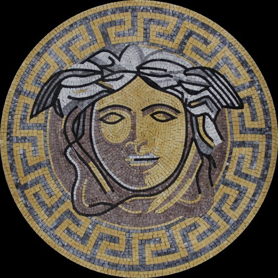 Round Medallion Versace Greek Wall Floor Home Decor Marble