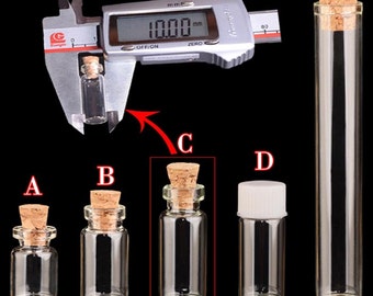10PCS Diameter 10MM Mini Glass Bottles Tube,Various Volume(0.5ML,0.8ML,1.0ML,4.0ML)With Cork eye hook,Plastic Screw caps,Wishing DIY bottle