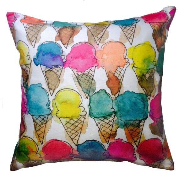 Ice Cream Cone Pillow Case 16 x 16