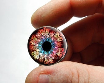 Glass Eyes - Kaleidoscope Eye Human Doll Taxidermy Eyes Handmade Glass Cabochons Design 5 - Pair or Single - You Choose Size