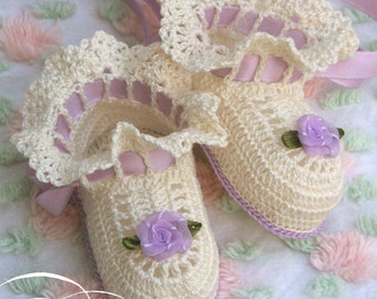 Boutique Crochet Ballet Slippers Baby or Doll Booties