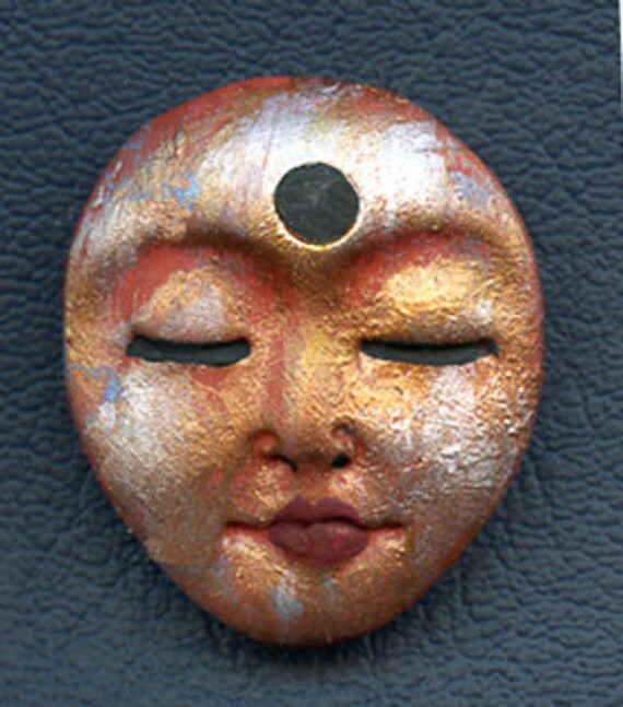 Polymer OOAK Small Buddha Undrilled Face Cab Abstract with Patina SMBD 1 - il_570xN.797862353_tci6
