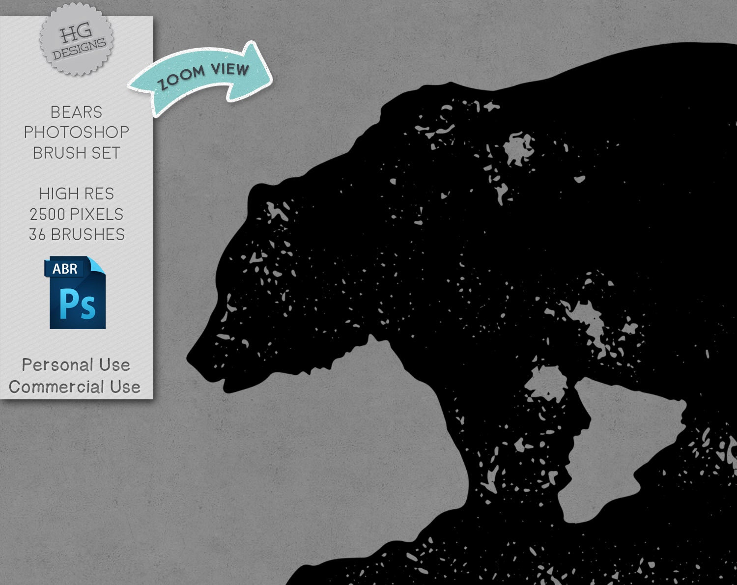 Bear Brushes Commercial Use by HeatherGreenDesigns