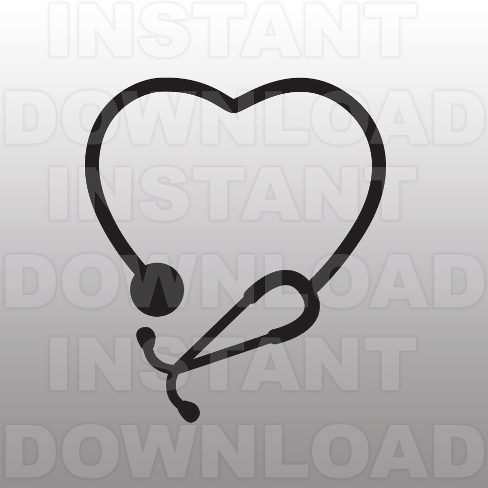 Stethoscope Heart Nursing SVG File Cutting Template-Clip Art