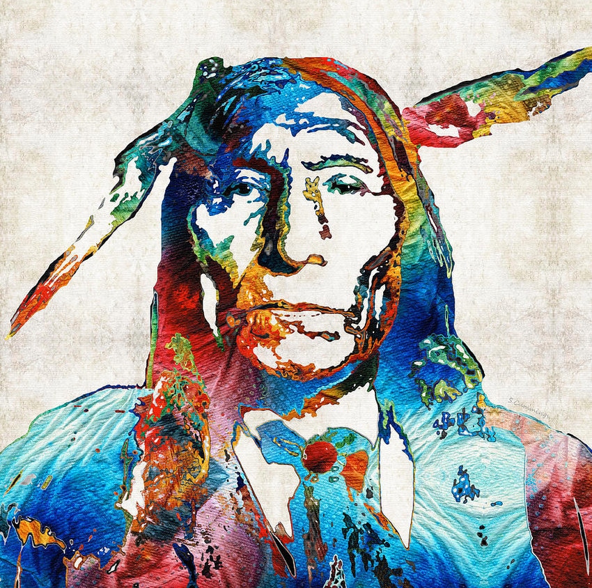 Colorful Native American Art PRINT from Painting Primary