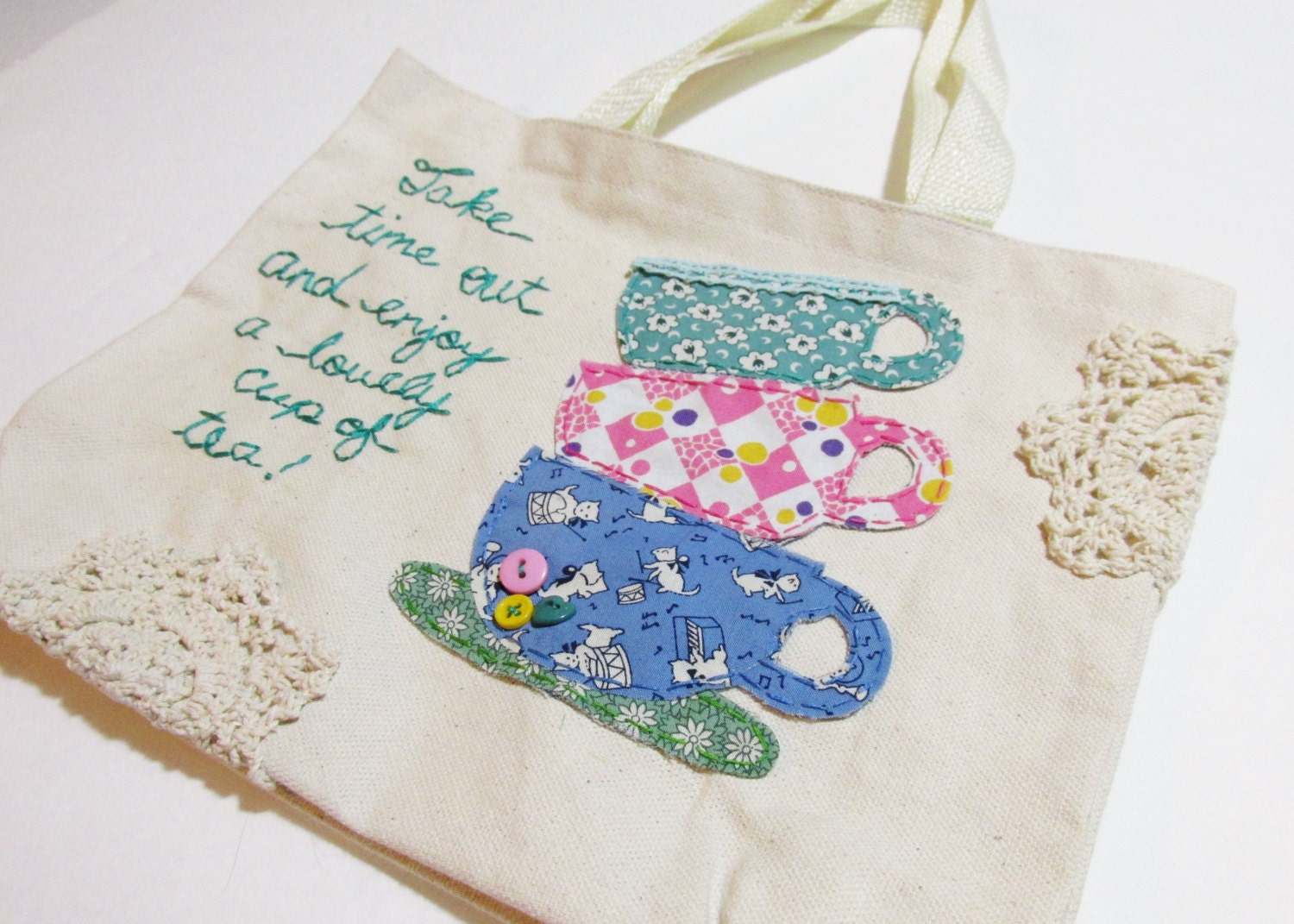 Hand Embroidered Tote Bag Tote Bag Applique Tote Bag