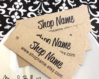 100 Custom Kraft tags, Personalized Tags, Price Tags, Product Tags, Hang Tags, Gift Tags, Supplies, Etsy Seller, Labels, Merchandise Tags