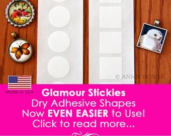 50 Pack Glass Pendant Adhesive Sticky Shapes. Easy to Use Strip. Alternative to Glaze for Pendant Trays. Dry Adhesive. Glamour Stickies.